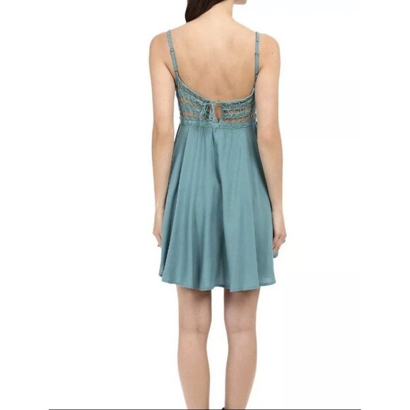 O’Neill Crochet Detail Mini Dress — Teal, Size L | Whimsycore / Coquette - Picture 2 of 9